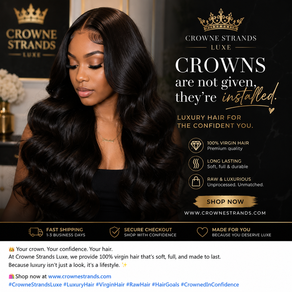 Luxury Body Wave Bundles – 100% Human Hair
* Raw Vietnamese Straight Hair Bundles
* HD Lace Frontal Wig – Body Wave
* Luxury Mink Lashes – Crown Collection